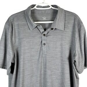 QOR Merino Wool Polo Shirt Mens L Gray Short Sleeve Snaps Up Outdoor Golf